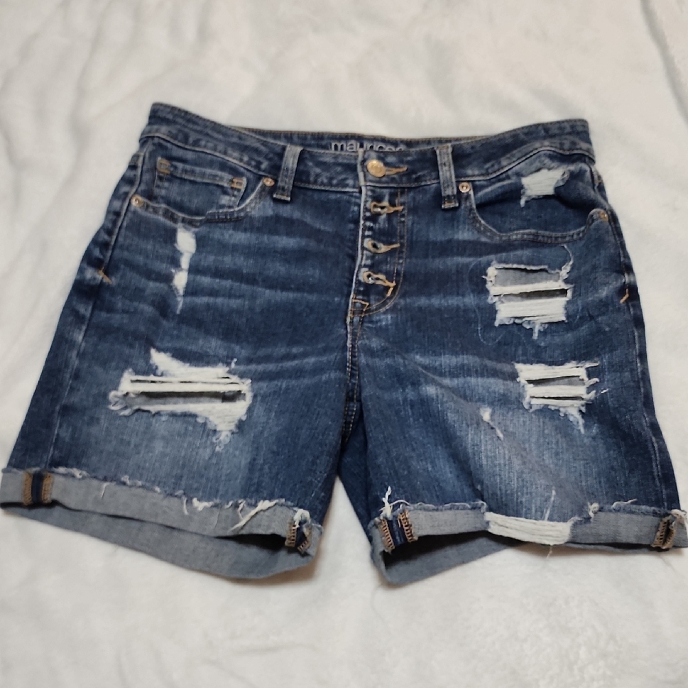 Maurices Button-Fly Ripped Jean Shorts